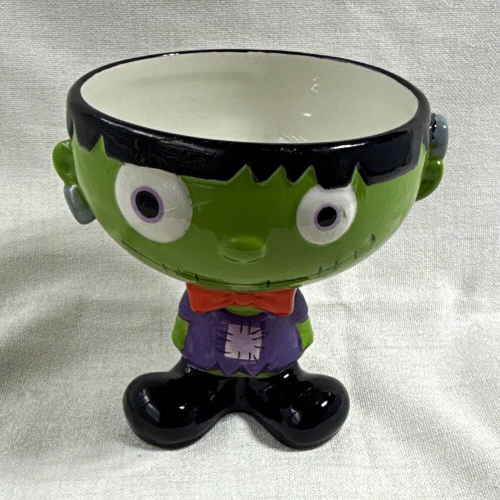 Frankenstein Ceramic & Porcelain Serving Bowl Halloween Decor, Green Multicolor